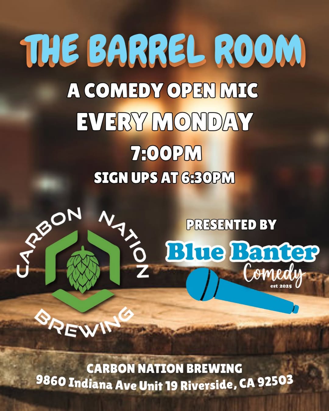 The Barrel Room - A Comedy Open Mic on 2026-08-03 00:00:00